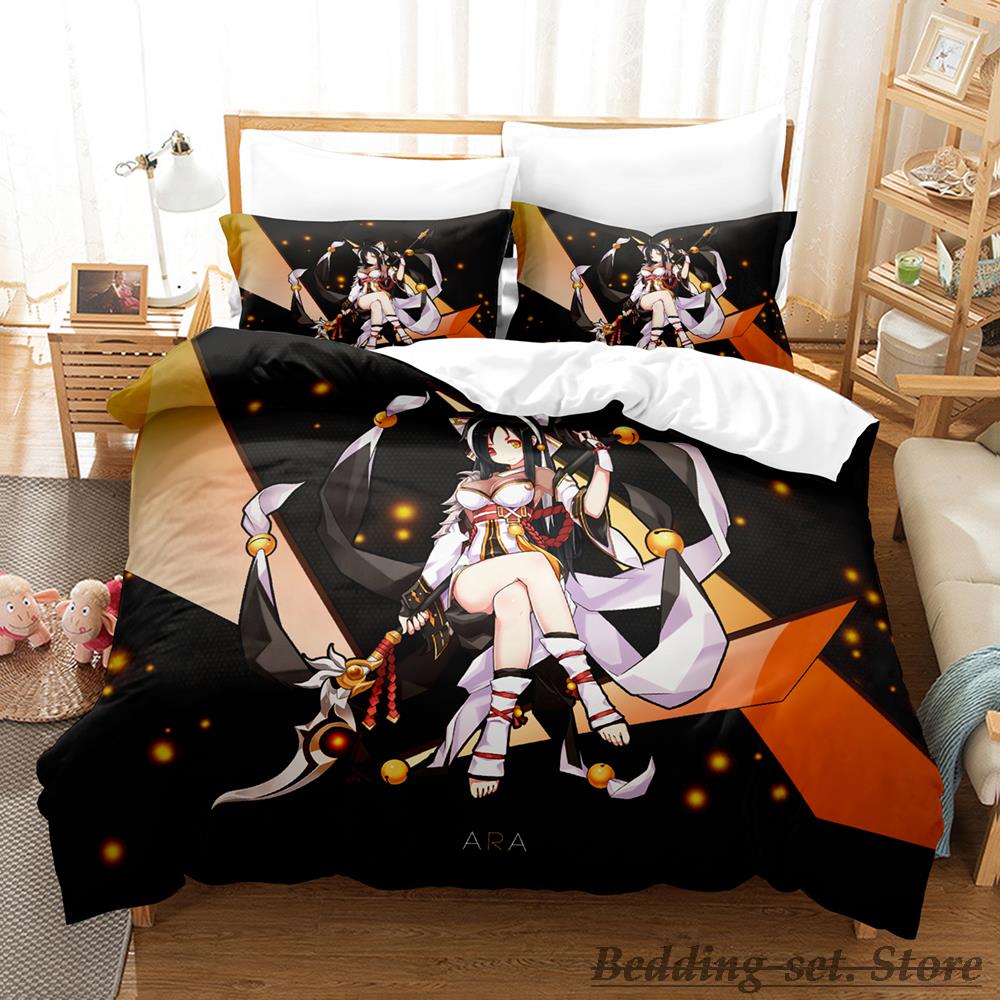 Coolt Spel Elsword Sängkläder Set Enkel Tvåbädds Full Queen King Size Sängset Vuxen Barn Sovrum Påslakan Set Anime Parure De Lit Säng