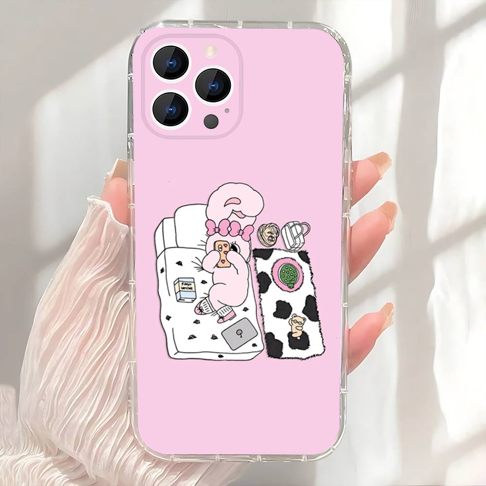 Cute E-Esther B-Bunny Phone Case For iPhone 17,16,15,14,13,12,11 Pro,Max,Plus,X,XS,XR,SE4,E Mini Transparent Soft Cover