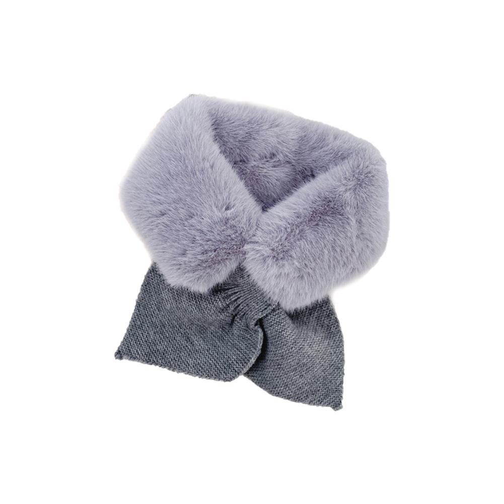 Children's Scarf Solid Color Bow Warm Plush Bib For Autumn Winter