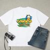 Garfield """FAMOSO IN TUTTO IL MONDO""" T-shirt a maniche corte con stampa di lettere "WORLD FAMOUS", Marchio Streetwear Americano Cotone Pesante Vestibilità Larga Oversize Top per Coppia