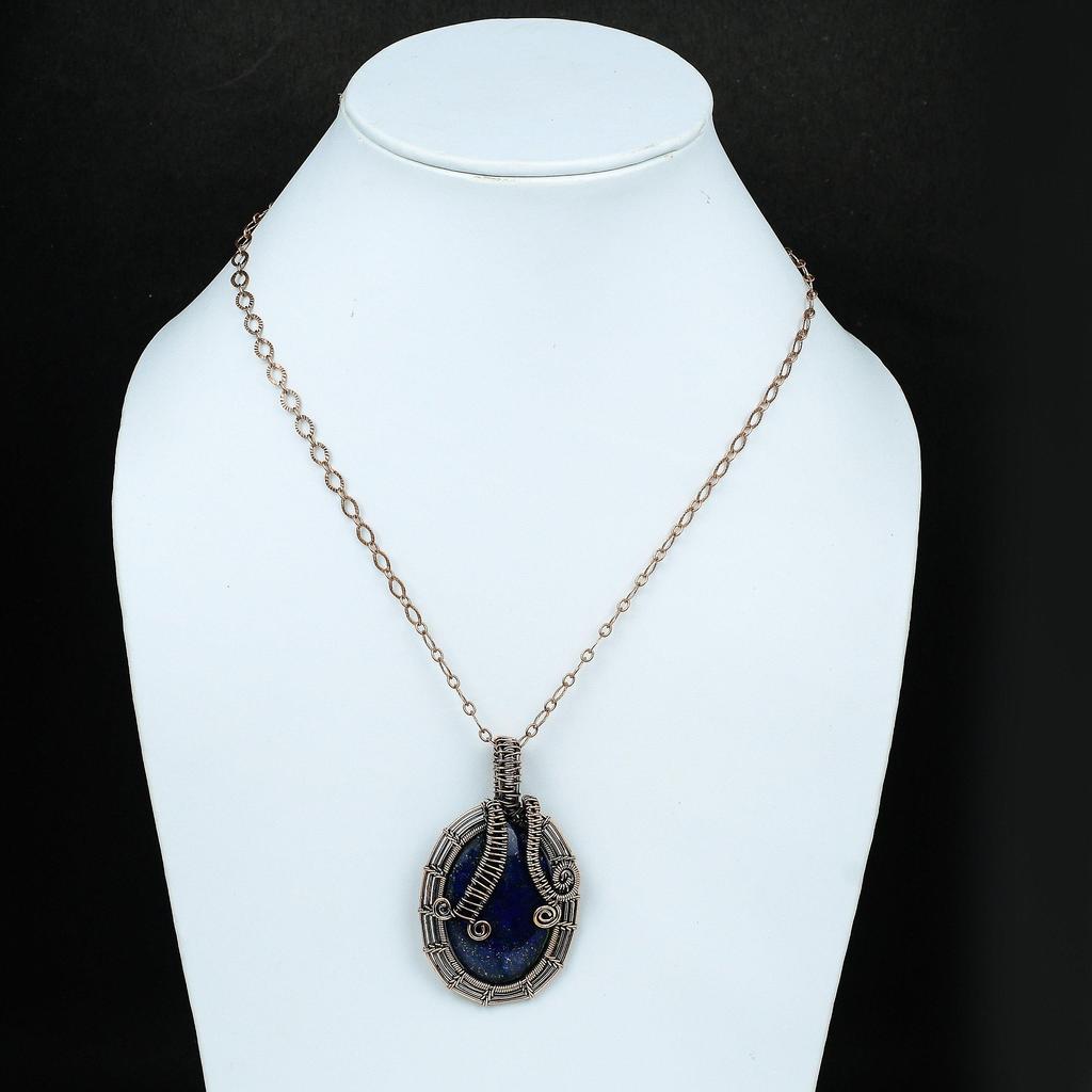 Pandantiv Lapis Lazuli Cupru Pandantiv Înfășurat în Sârmă de Cupru Bijuterii Lapis Lazuli Pandantiv Designer Făcut Manual Cadou Pentru Ea Bijuterii cu Piatră Prețioasă Naturală