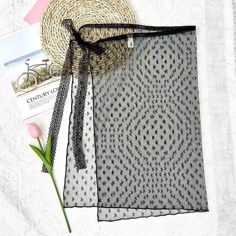 Gładka Przezroczysta Warstwowa Spódnica Midi z Wysokim Stanem, Wiązana i z Koronkowymi Detalami