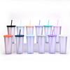 Double-Layer Plastic Straw Cup, Matte Cup, Outdoor Sports Water Cup