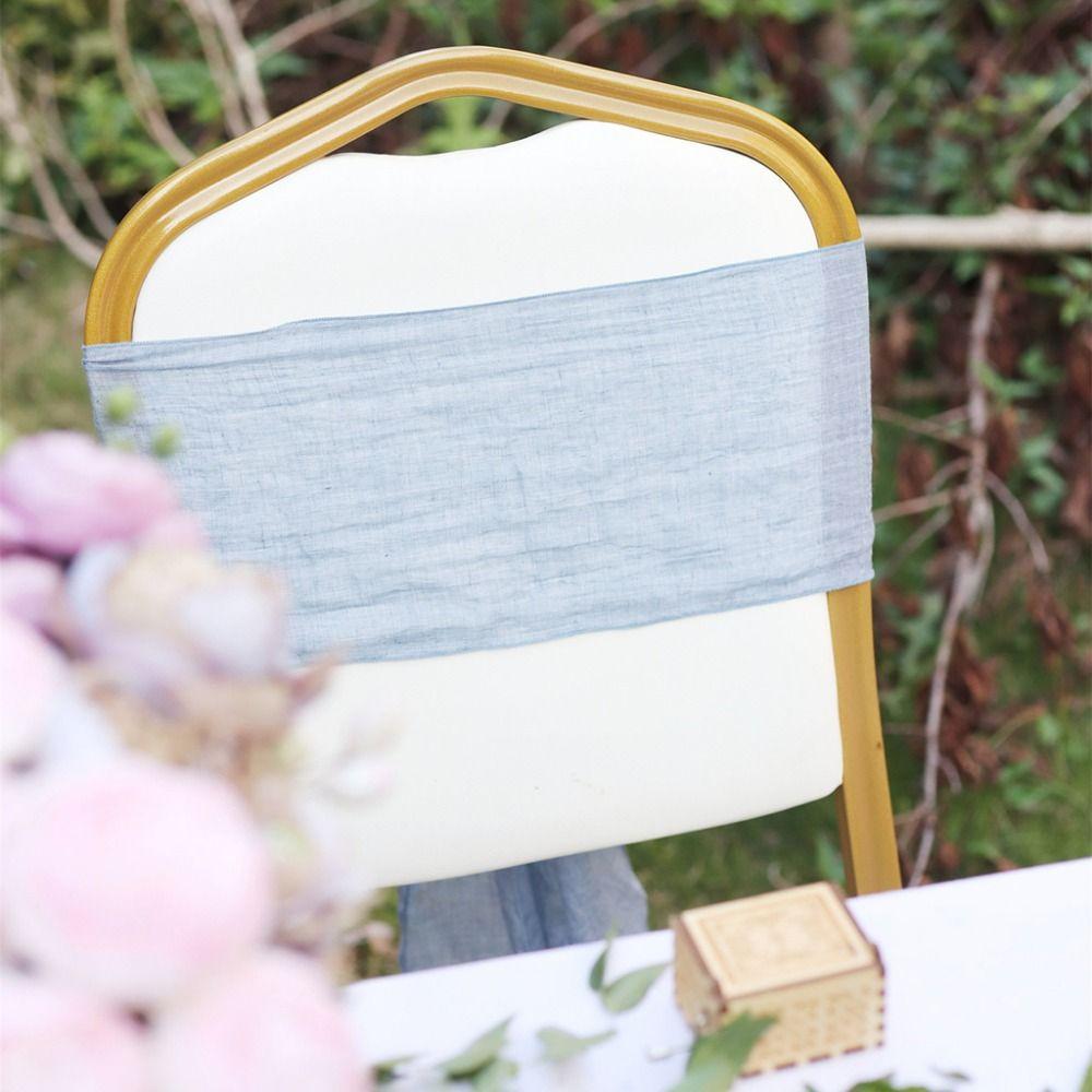 2Pcs Decoration Supplies Rustic Chair Sashes Cheesecloth Overlock Tulle Chair Ties 11 Colors Elegant Chair Cover Home Decoration