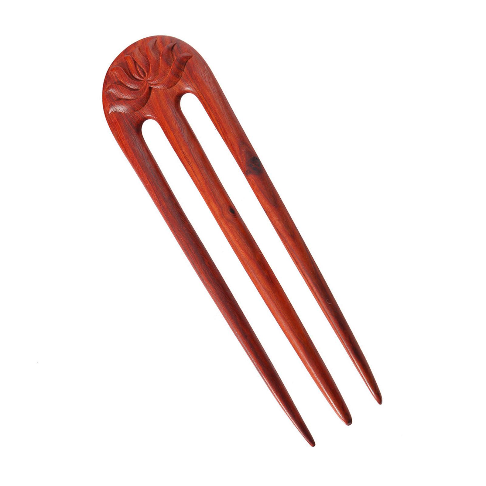 

Антикварная сандаловая вилка для волос, стильная деревянная вилка ручной работы с изысканной резьбой, акцент для модных причесок красный