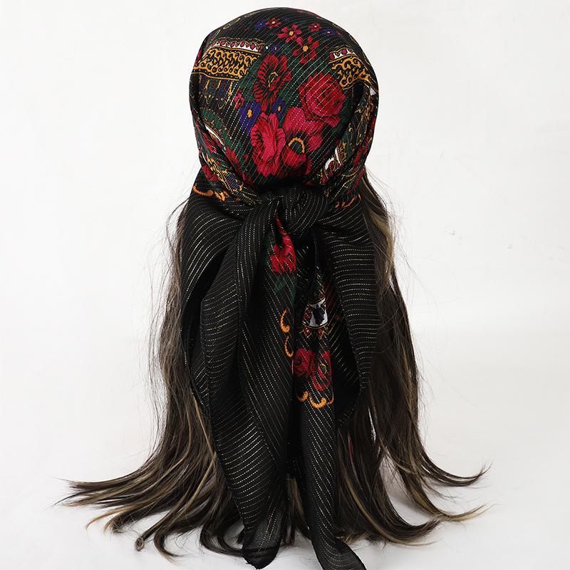 70X70CM High-Quality Square Fashion Scarf Women Floral Cotton Bandanas Lady Scarves HIjab Headband Accessories Handkerchief Hair
