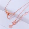 Purple Gold Luxury Flash Diamond Double Ring Love Necklace Rose Gold Plated Gold Niche Set Chain