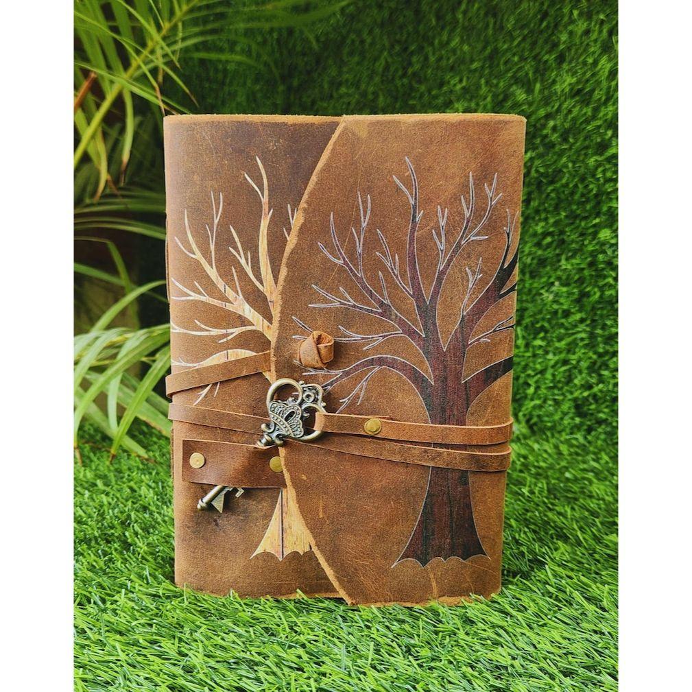 Tree of Life Leather Journal with Key Clasp: Vintage Grimoire, Book of Shadows 7 x 5 inch / 100 Page