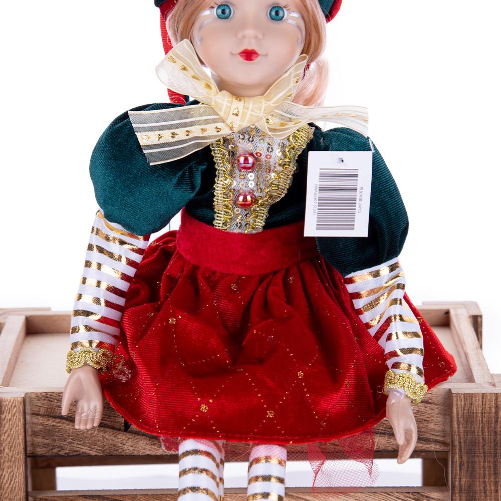 Rot-Grün-Gold Retro Hofnarren sitzende Weihnachtsfigur