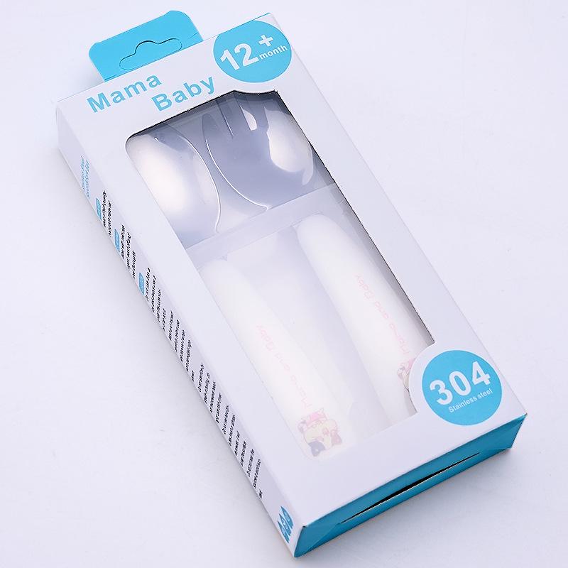 304 Stainless Steel Children's Cartoon Cutlery Set: Baby Feeding Spoon & Fork, Training Spoon & Fork