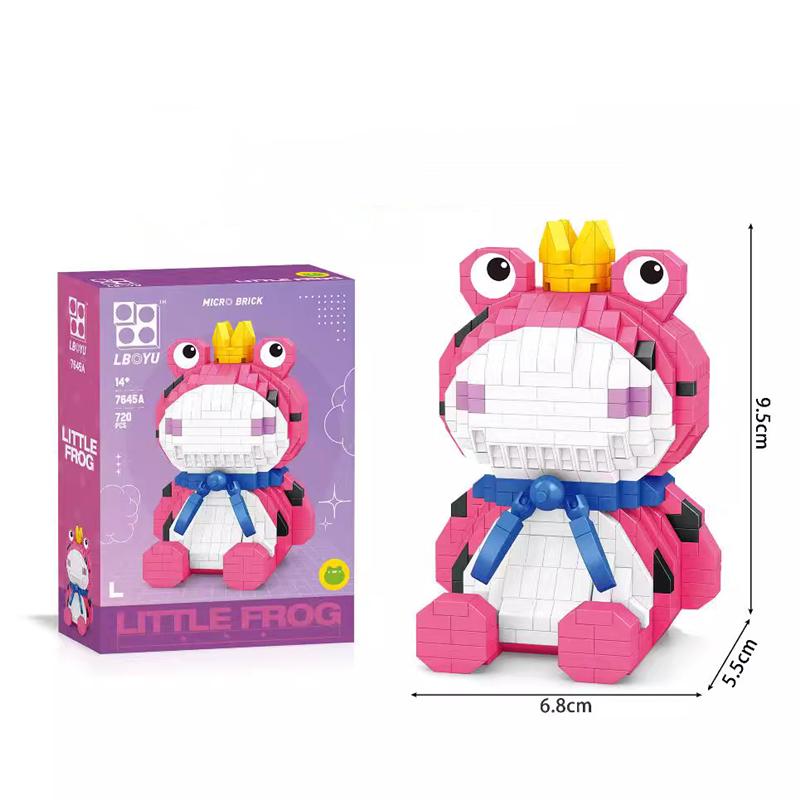 New Frog Prince Assembled Building Blocks Micro Particles DIY Gift 7645A-7646A Frog Cartoon Cute Ornament