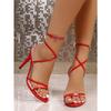 Fashion Sandals with Pointed Roman Cross Straps, Versatile High-heeled Sandals, Cross-border Women's Shoes