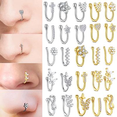 1Pcs Stainless Steel Nose Ring Hoop C Shape Septum Rings Non Piercing Ear Clip Earring Fake Nose RingsWomen Piercing Jewelry