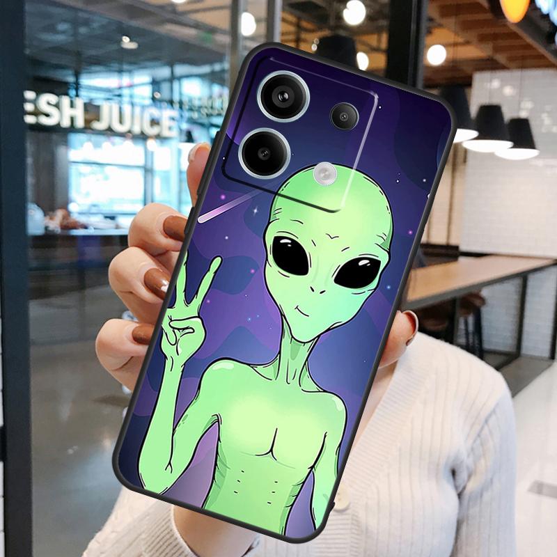 Aesthetics Cartoon Alien Space Case For Xiaomi Redmi Note 14 Pro 10 11 12 13 15 Pro Plus Redmi 15C 14C 10C 12C 13C 15 Cover