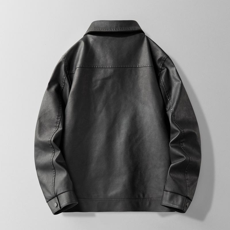 Men's Outdoor Windproof Leather Jacket, Business Casual Spring and Autumn Leather Jacket