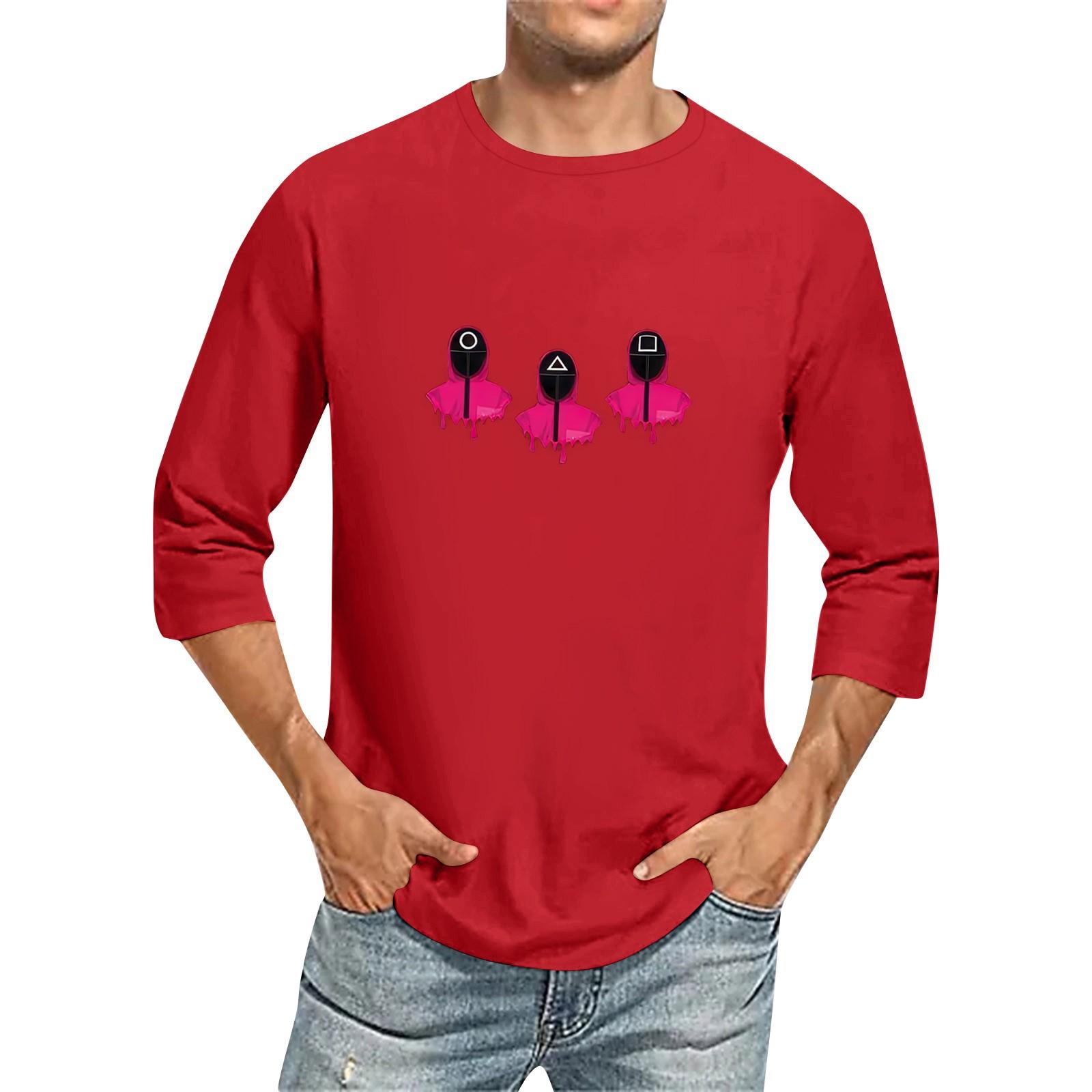 

Мужская повседневная модная футболка с круглым вырезом и рукавом три четверти L красный