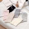 Mesh Breathable Mid-calf Socks - Summer Lightweight Style with Openwork, Lace-up, and Bow Details - Exquisite Mid-calf Women's Socks