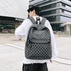 Schultasche1011 neue Mode klassisches Karomuster koreanische Version Rucksack mit großer Kapazität personalisiert trendig Herren Leder Outdoor Reise Rucksack