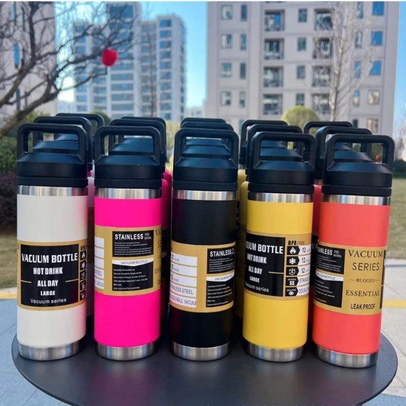 Isolierte 304 Edelstahl Wasserflaschen Doppelwandig isoliertes Wasser Weithals Tragbar für Sport Büro & Outdoor Radfahren