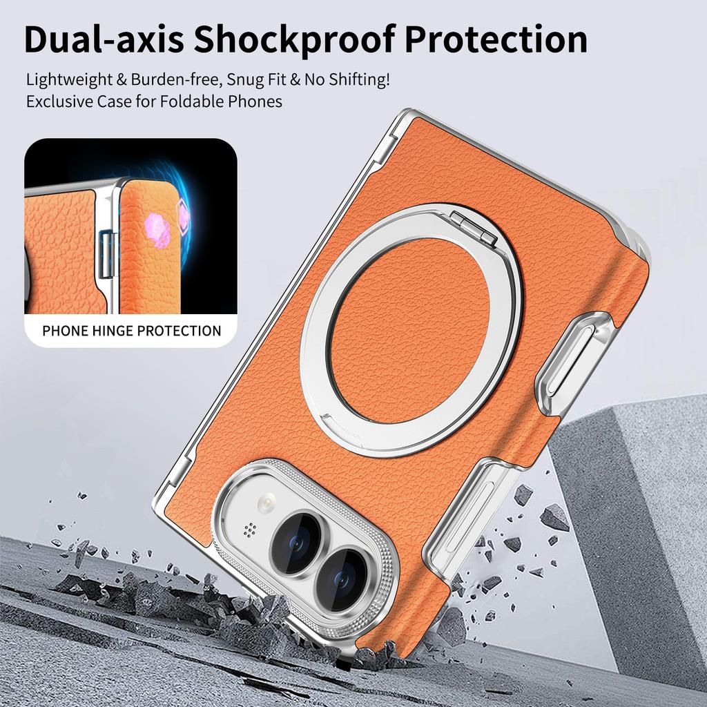 For iPhone Duo Ultra Fold Case Luxury Leather Matte Magnetic Rotating Bracket Shockproof Protection Hard Back Cover Accessories