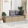 3 Piece Garden Sofa Set with Cushions Beige Poly Rattan