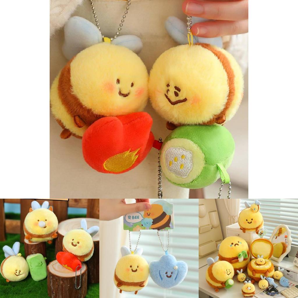 Lovable Thegreenparty Bee Plush Keychain Soft And Squishy Stuffed Animal Ornament For Bags And Keys