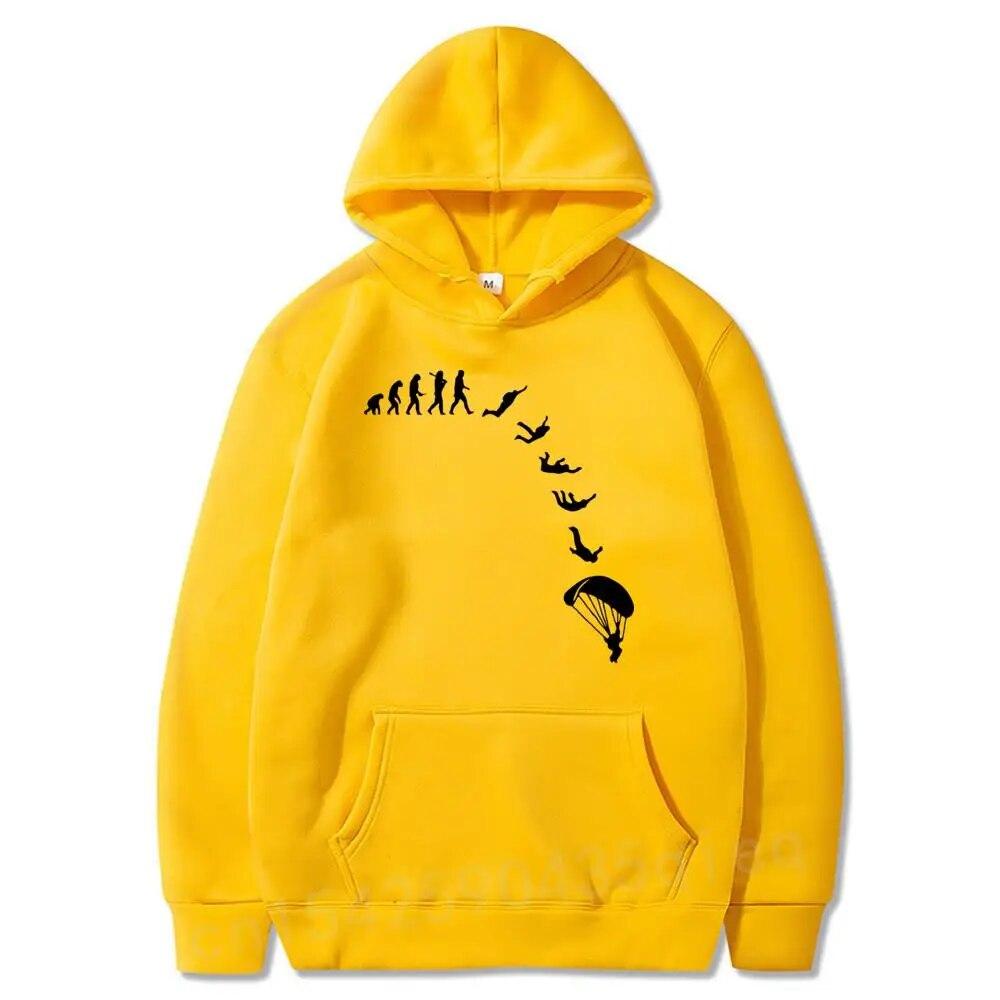Novelty Parachute Parachute Jump Evolution Unisex's Hooded Unique Design Print Graphic Polyester Long Sleeve Sweatshirt Unisex Hooded