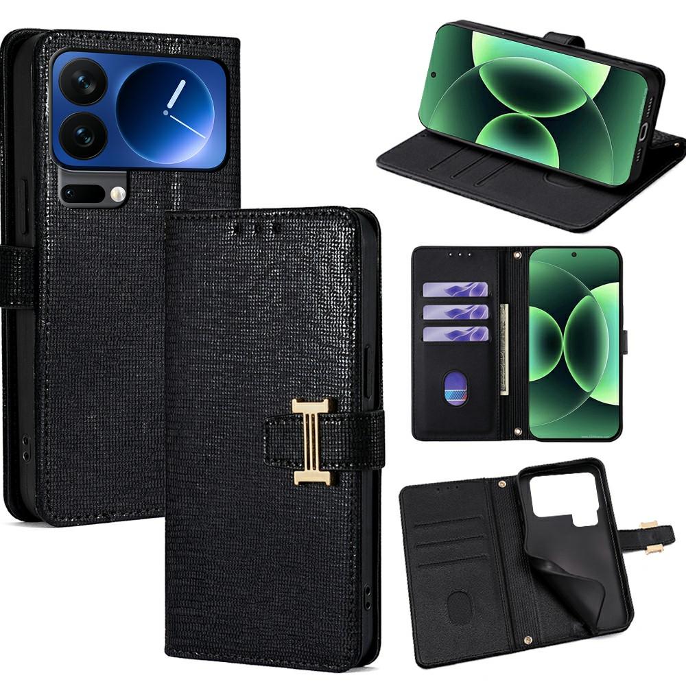 For Xiaomi 17 Pro Max Case Metal I-Buckle PU Leather Wallet Phone Cover