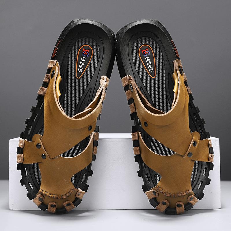 

Мужские походные сандалии цвета хаки, летние уличные с широкими ладонями, черные, синие, пляжные туфли с закрытым носком, спортивные сандалии EU:38 хаки