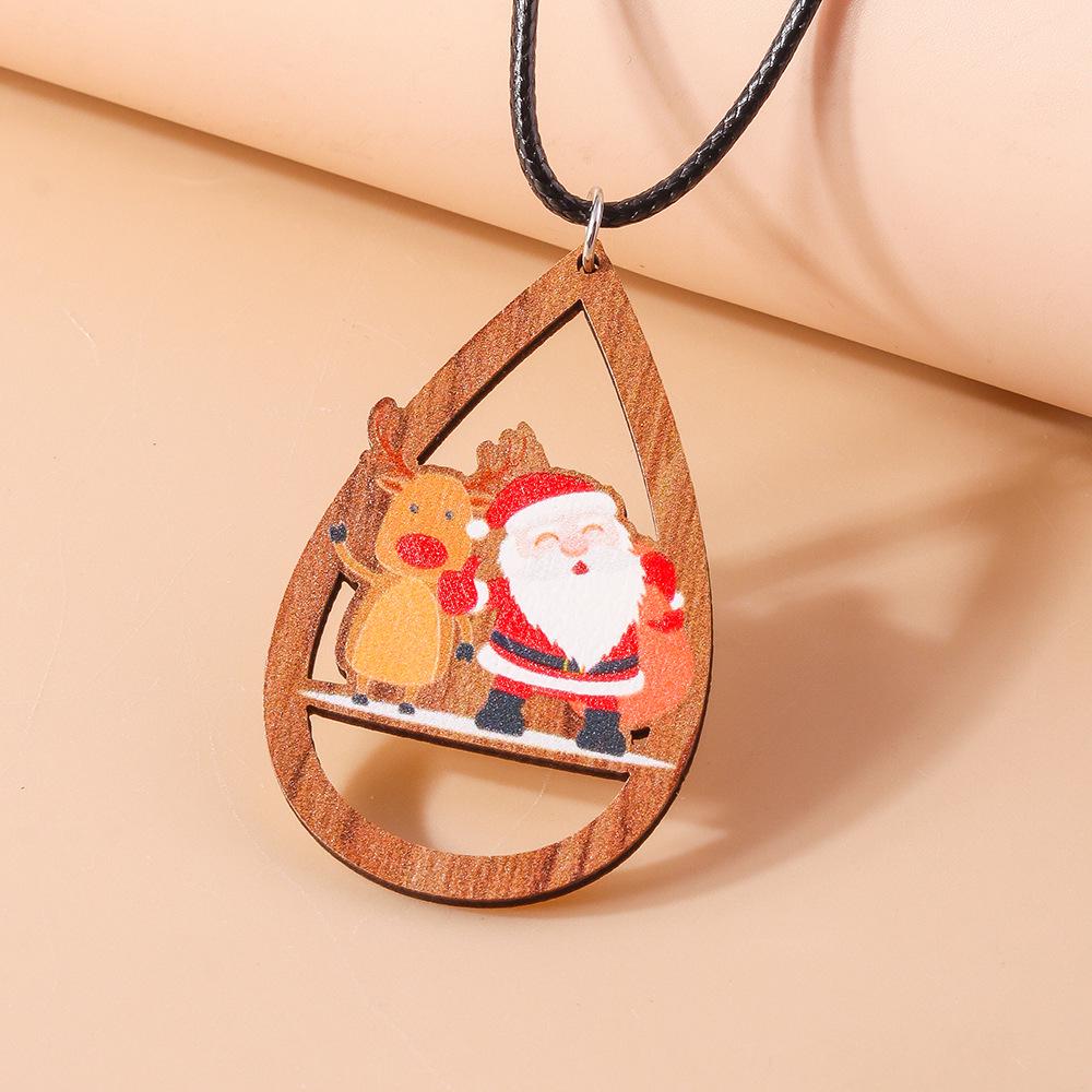Европейское и американское рождественское ожерелье-капля из кожи с дизайном оленя и елки