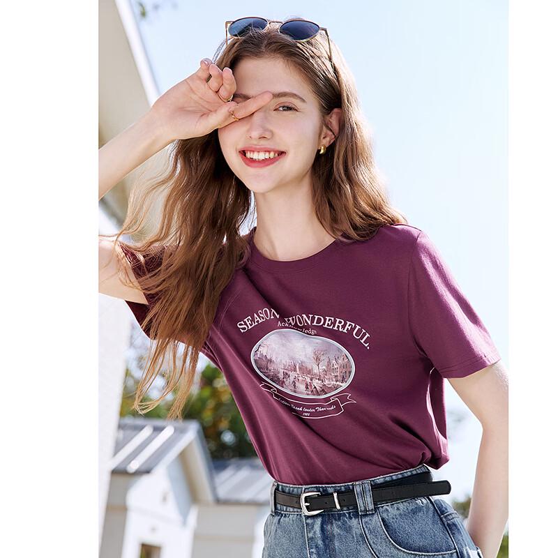 Betu Women's Round Neck Art Print Short Sleeve T-Shirt