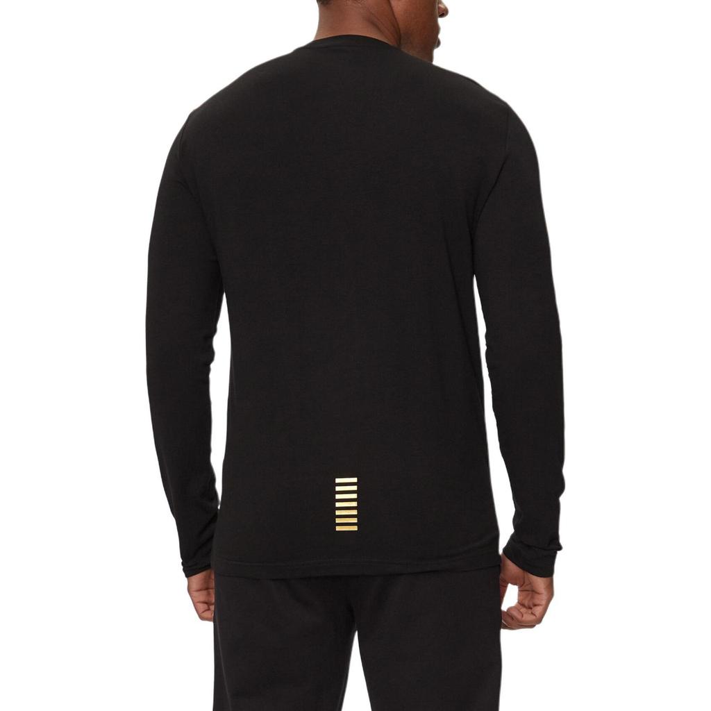 Emporio Armani EA7 Logo Pattern Slim Fit Crew Neck Long Sleeve T-Shirt Men Tops Black 8NPT28-PJVQZ-0208