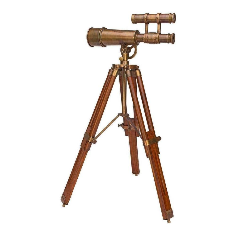 Brass Telescope With Wooden Tripod Stand Maritime Nautical Vintage Desk Décor