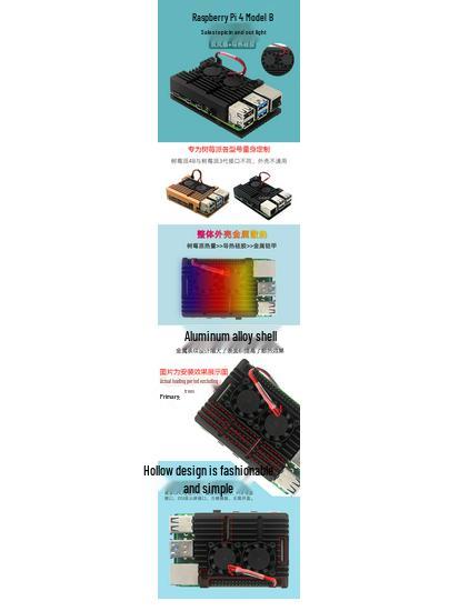 Raspberry Pi 4B/3B+ Robustes Aluminiumgehäuse mit Dual-Lüfter-Kühlkörper