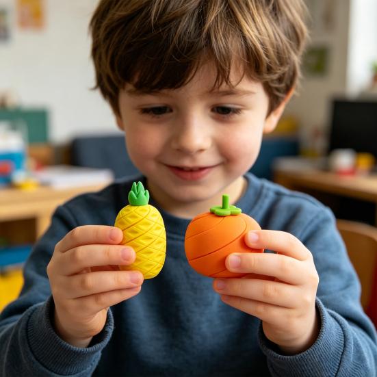 3D Printed Fidget Fruit Toy, Spiral Flexible Pineapple/Persimmon Passthrough Toy, Stress Relief Desk Toy for Adults, Kids