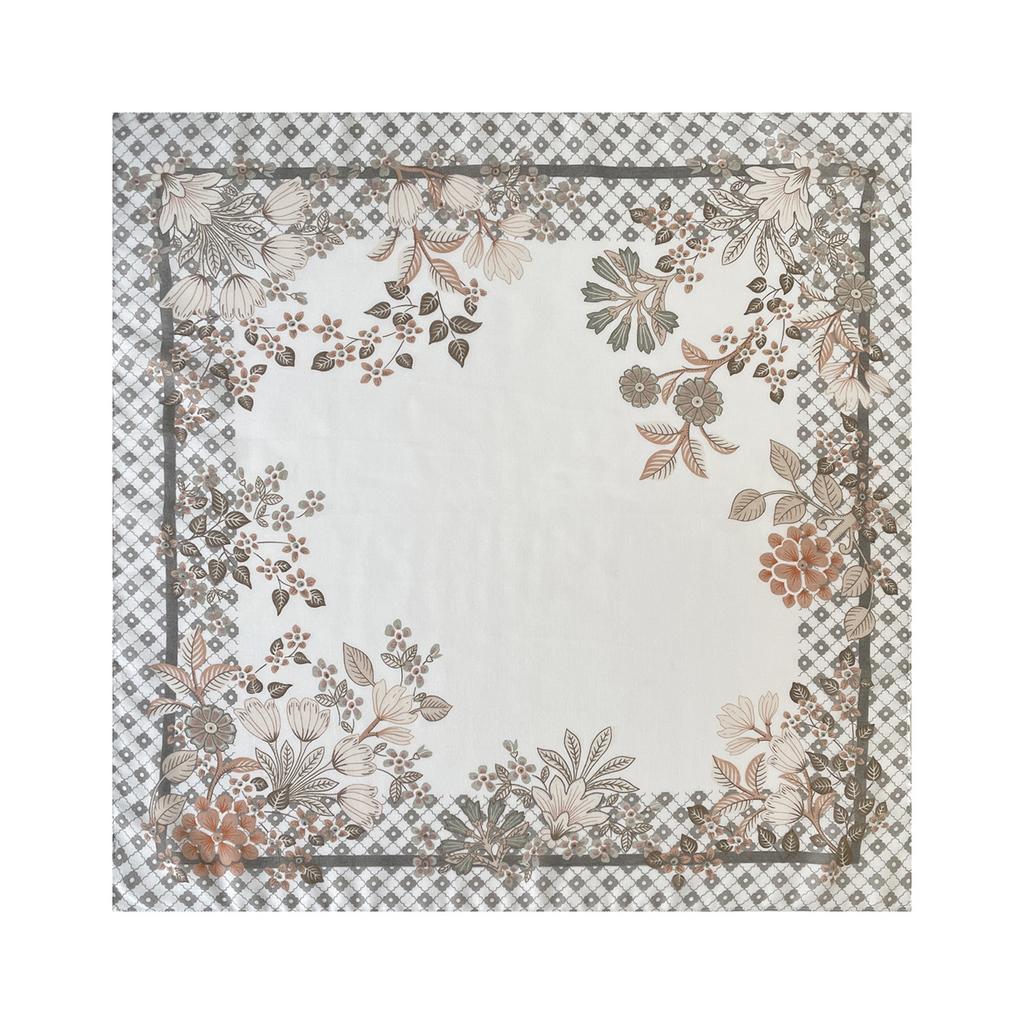 Light Luxury Retro Flower Printing Silk Hair Soft Feel Headscarf Scarf Silk Scarf Spring and Autumn Women Chinese Square Scarf