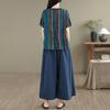 DIMANAF Plus Size Summer Pants Suits Women Sets Suits Loose Tops Shirts Long Pants Cotton Vintage Casual Clothing