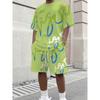 Summer Fashion Men's Personalized Fun Letter 3D Printing Two-piece Set Fashionable Comfortable Breathable Loose Large Size Sports Wear