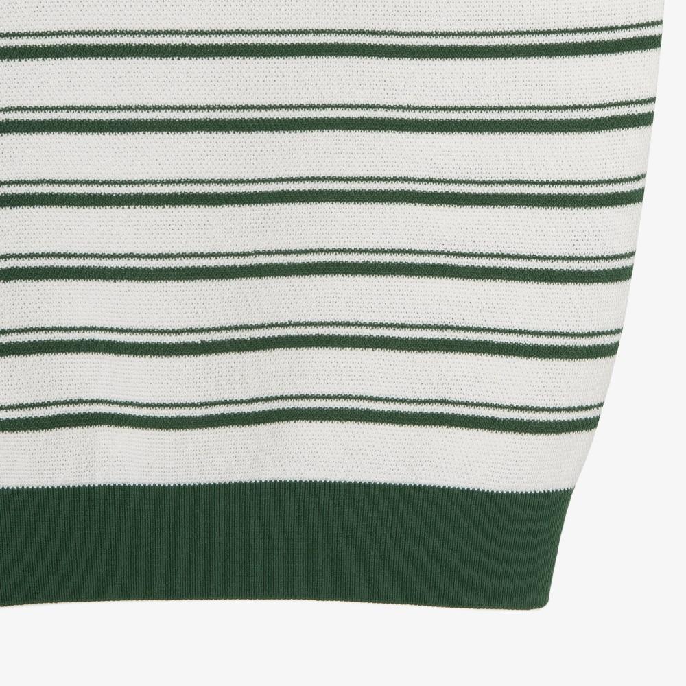 [lacoste] Men's Multi-Stripe Bouclé Mix Short-Sleeve Sweater Polo Shirt PH578E-56G132