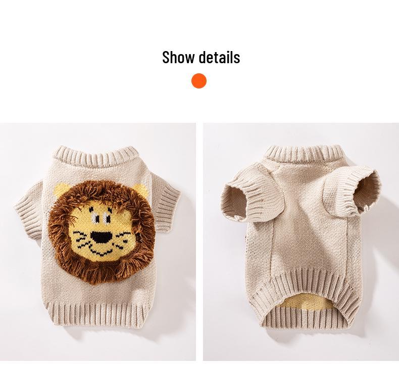 Autumn/Winter Cute Lion Sweater for Small To Medium Dogs - Warm Two-Legged Pet Clothing