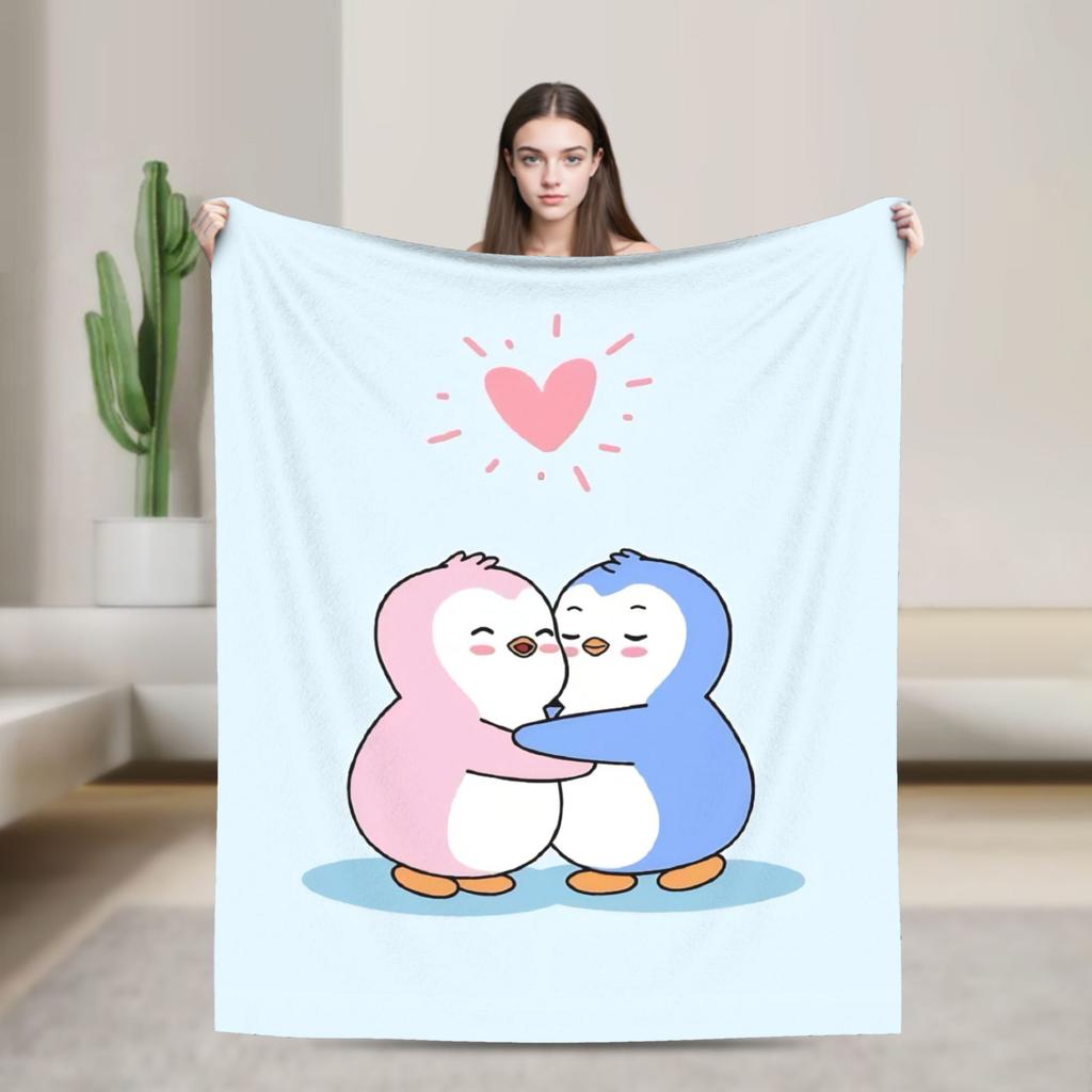 P-Pudgy Penguin Blanket Cute Penguin  Fleece Funny Warm Throw Blankets For Bedding Lounge Textile Decor,