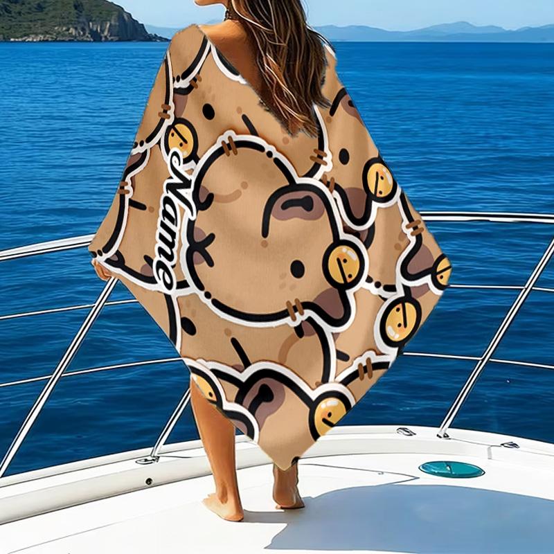 Custom Name Kapibala Microfiber Beach Towel Super Soft & Absorbent for Bath, Beach, Travel Bath Time Accessory, Fan gifts