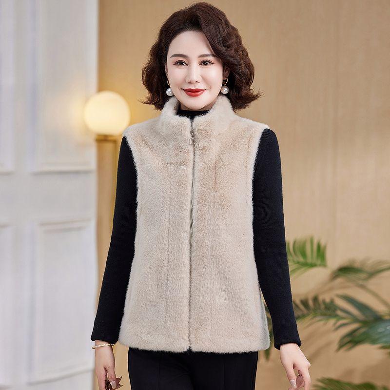 

Куртка Жилет Короткий Осень Зима Мех Цельный Воротник-стойка Женский Жилет XS бежевый