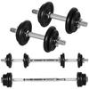 Dumbbell Barbell 2 In 1 20 Kg 8 Weight Plates Rustproof Iron Black 95 X 16 X 16 Hcm