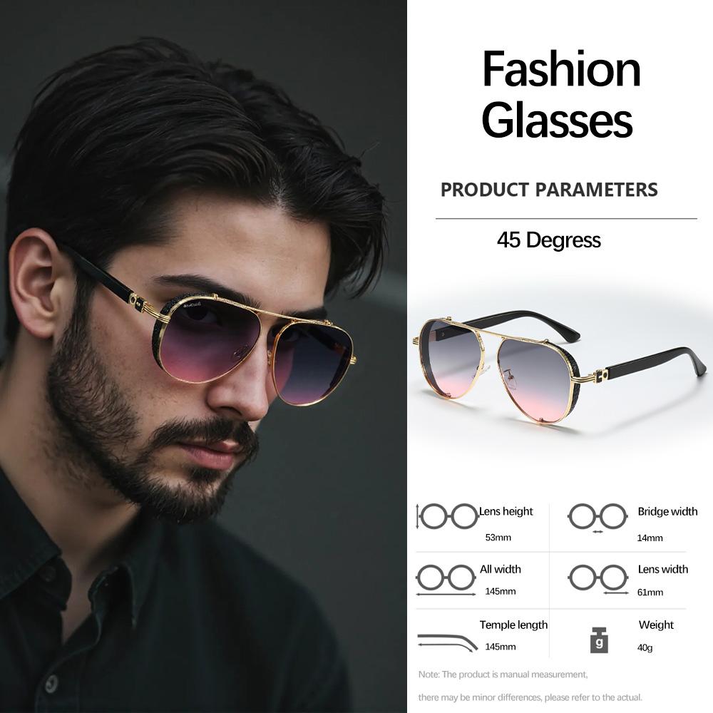 Vintage  Sunglass For Men Retro Glasses Metal Frames Workplace Light Luxury Accessories Men'S Glasses Sunglasses Men
