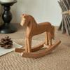 Nordic Style Pine Wood Rocking Horse, Desktop Ornament & Home Decor Craft Symbolizing Success