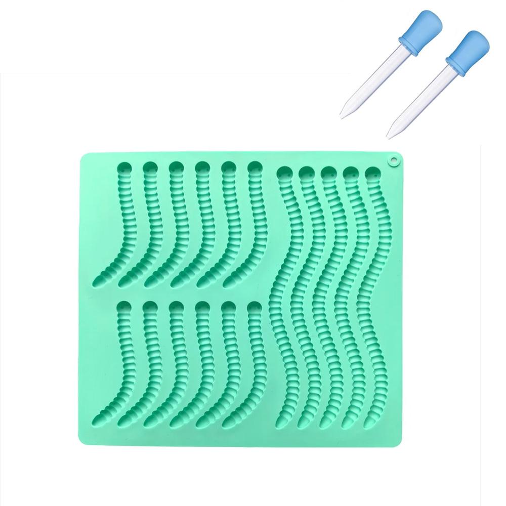 Gummy Worm Soft Candy Silicone Mold DIY Chocolate Candy Pudding Biscuit Ice Grid Tray for Fruit Snack Non-Stick Baking Mold