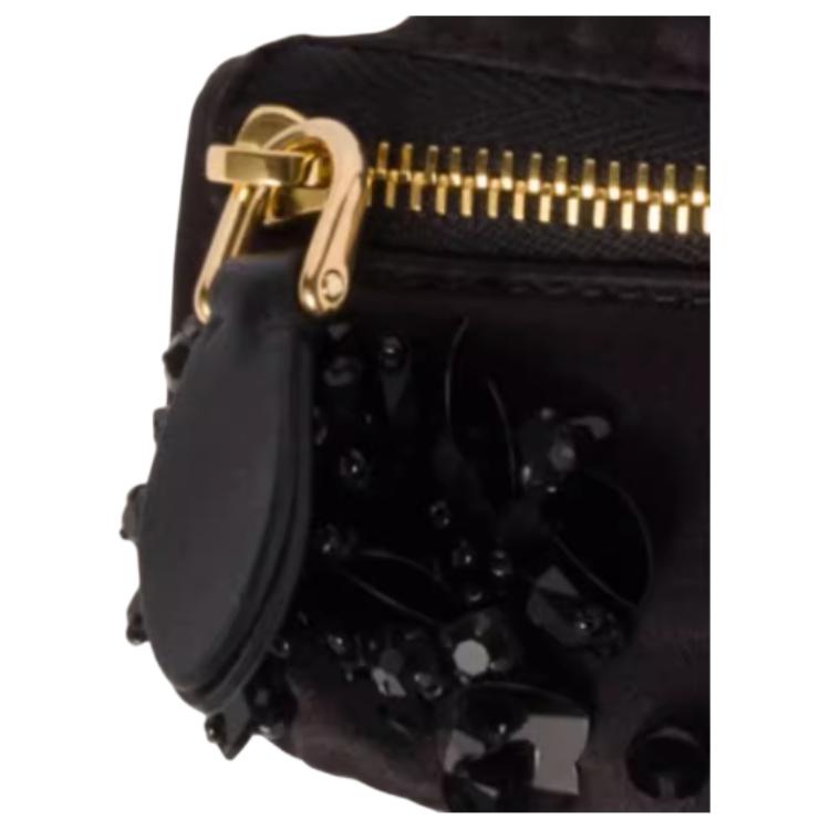 MIU MIU Metal Letter Logo Zipper Satin Mini Clutch Women Clutch Black 5IB504_2DOE_F0002