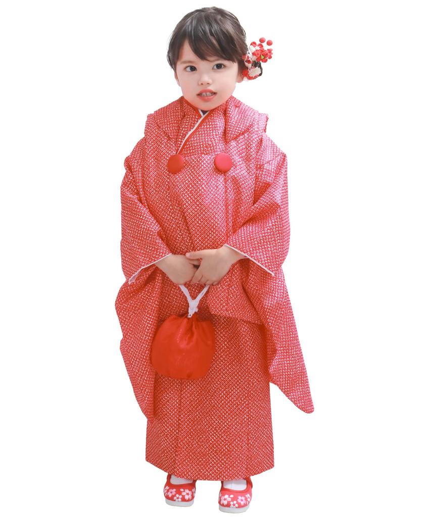 Shichigosan full set Hikita [KYOETSU] [Kyoetsu] 3-year-old girl's kimono, separate, two-piece set, haori, accessories, set, 753, 4-piece (6. pattern,