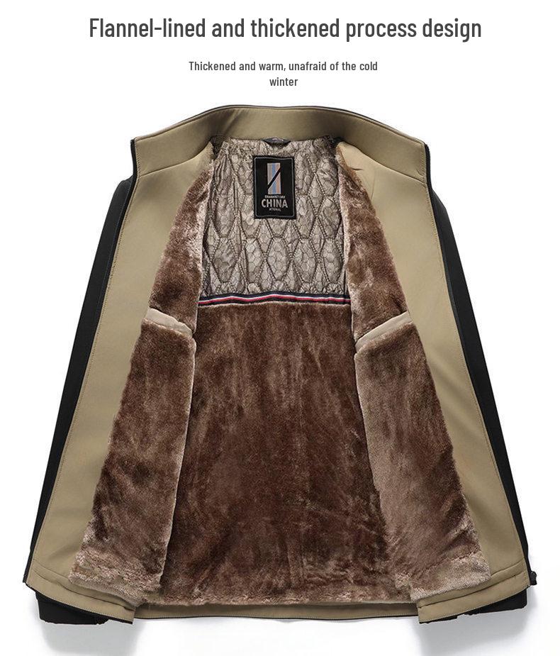 Herren Schwarz-Gold Baumwollgepolsterte Jacke mit Stehkragen und Samt-Graphen-Futter